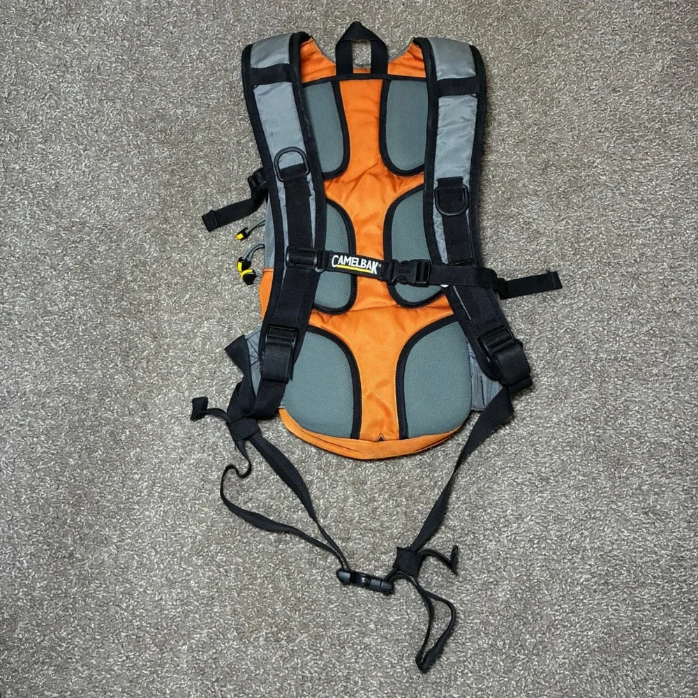 CamelBak MULE Hydration Pack Backpack No Bladder Orange Gray Hiking Camp Vintage